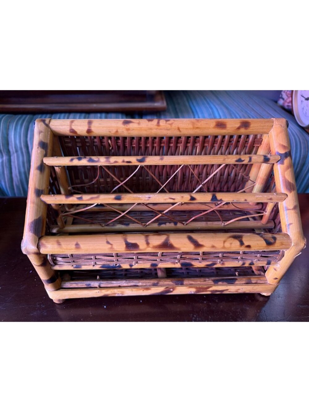Handmade Bamboo & Rattan Letter Holder Organizer - Vintage Office Decor